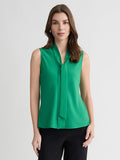 Petite Tie Neck Sleeveless Blouse, Lush Green | Kasper