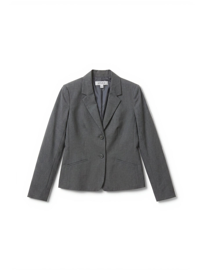 Plus Two Button Jacket, Washable Bi-Stretch, Modern Charcoal | Kasper