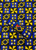 Phoenix HiTarget Guaranteed Wax Block Print Fabric - Blue, Yellow, Black and White