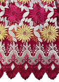 Pink, Gold & White African Lace Fabric
