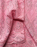 Pink Swiss Voile Lace Fabric with Tiny Stone