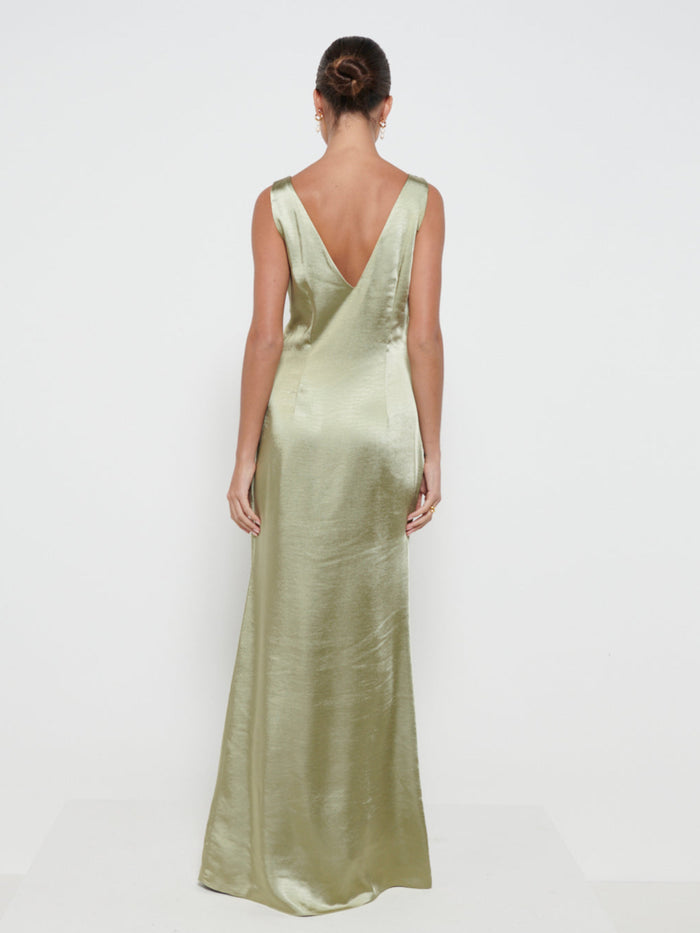Elissa Is 5'8.5" & Wears Size UK 8|Piper Maxi Bridesmaid Dress - Matte Olive