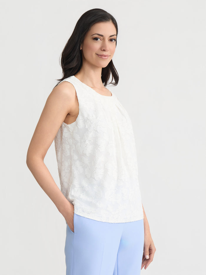 Pleat Neck Top, Lily White | Kasper