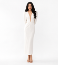 Plunging V-Neck Column Dress – Pear