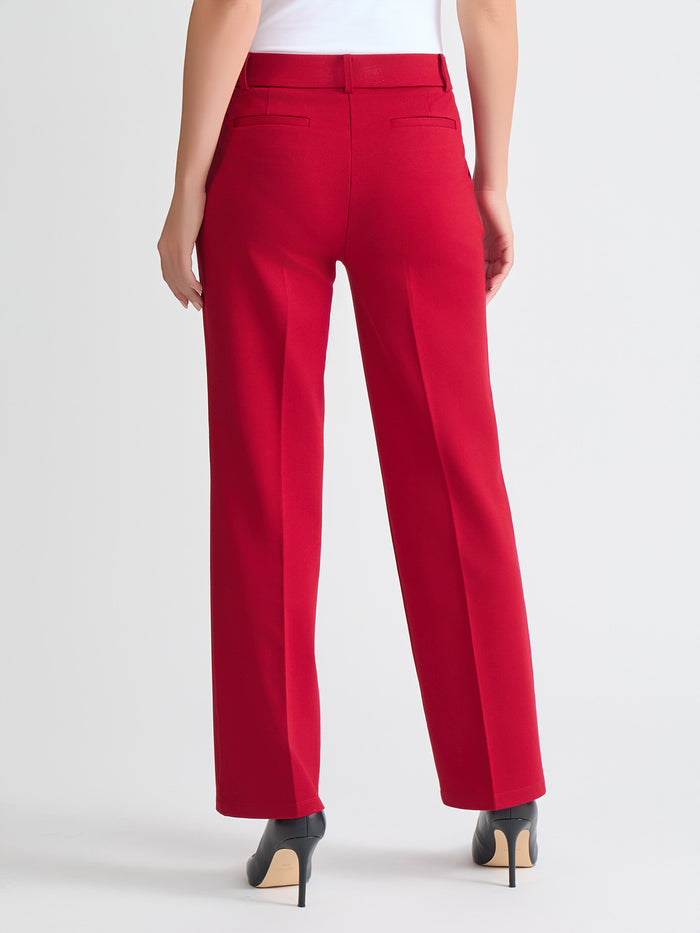 Plus Audrey Pull-On Trouser, Compression Suiting, Fire Red | Kasper