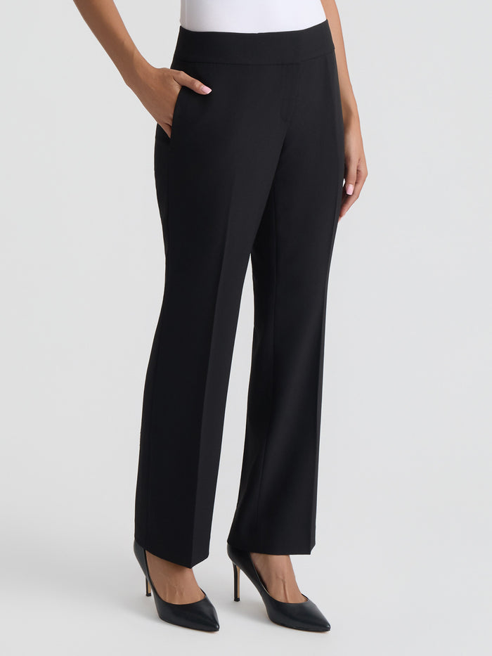 Plus Ava Boot Leg Pant, Stretch Crepe, Black | Kasper