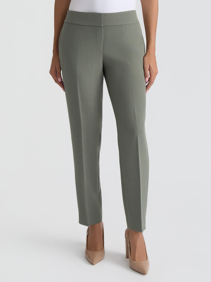 Plus Ava Straight Leg Pant, Stretch Crepe, Dark Sea Stone | Kasper