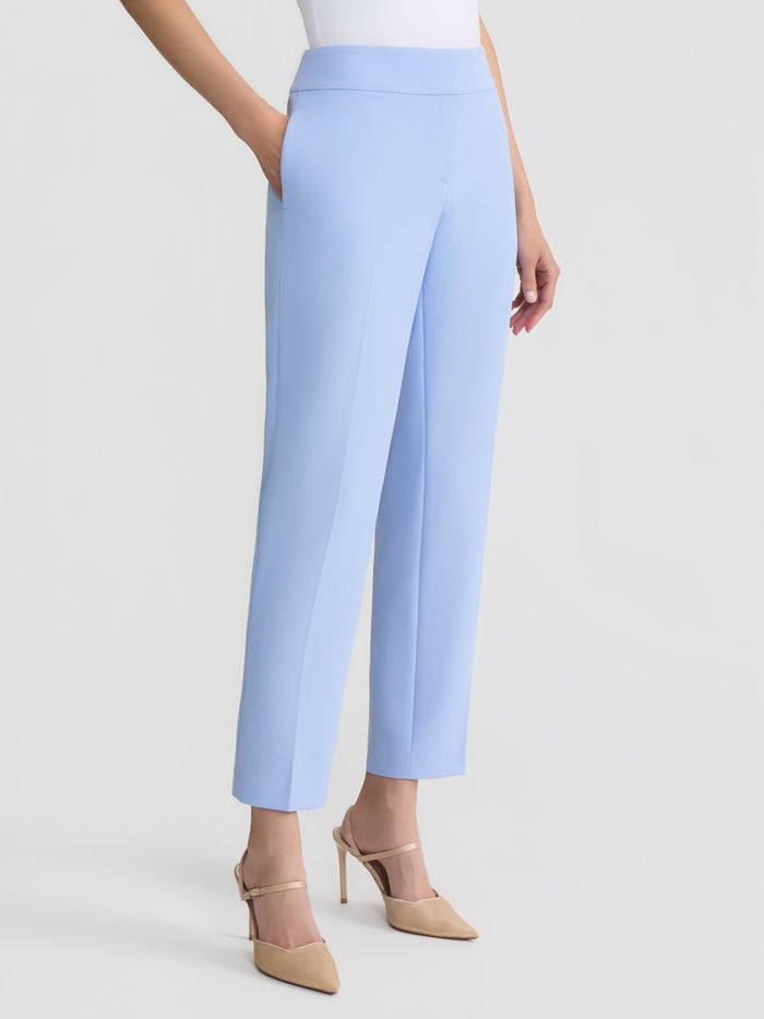 Plus Ava Straight Leg Pant, Stretch Crepe, Paris Bleu | Kasper