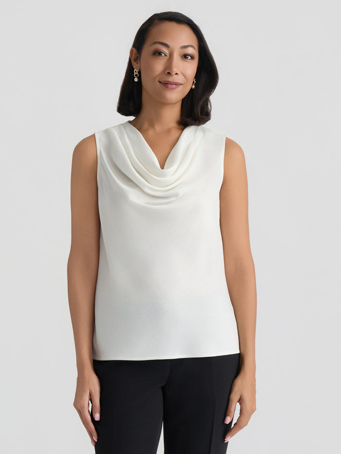 Plus Cowl Neck Top, Vanilla Ice | Kasper