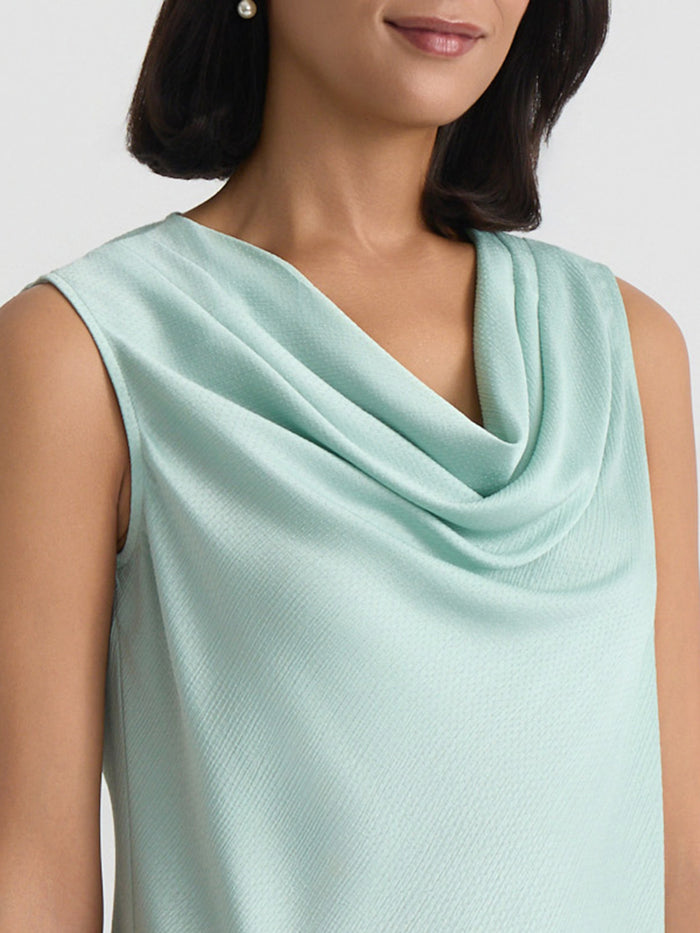 Plus Cowl Neck Top, Sea Glass | Kasper