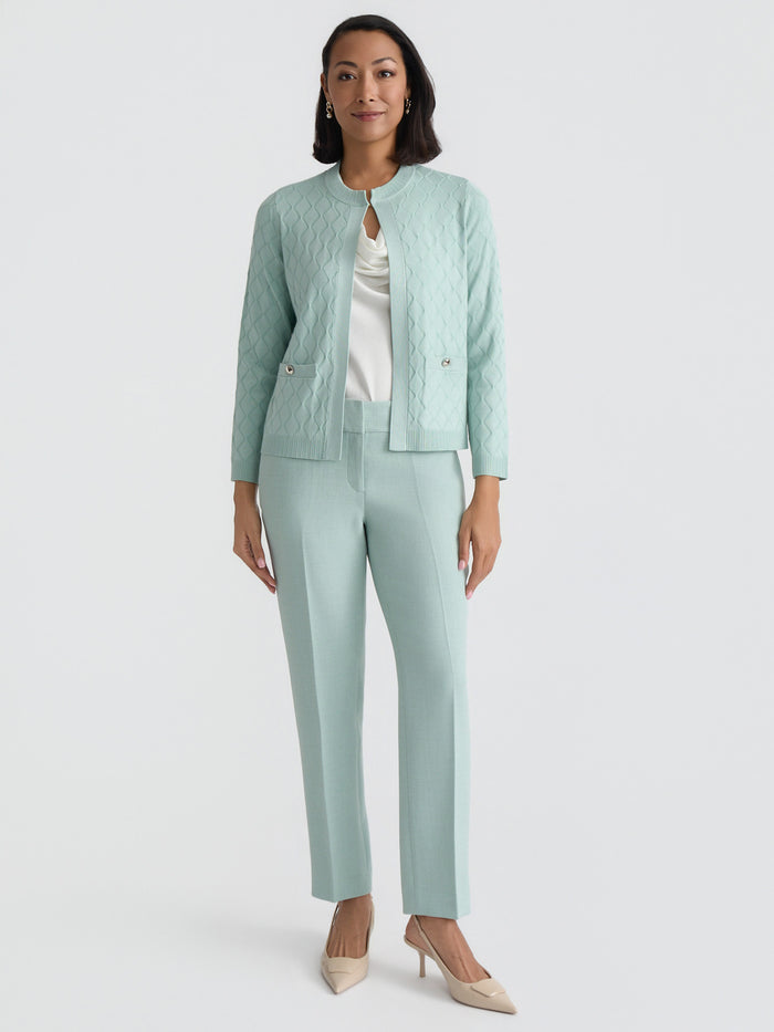 Plus Diamond Stitch Cardigan, Sea Glass | Kasper