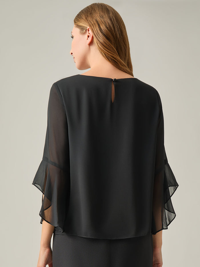 Plus Carrie Blouse, Soft Drape, Black | Kasper