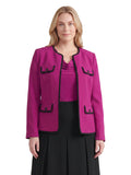 Plus Four Pocket Collarless Jacket, Cerise/Black | Kasper