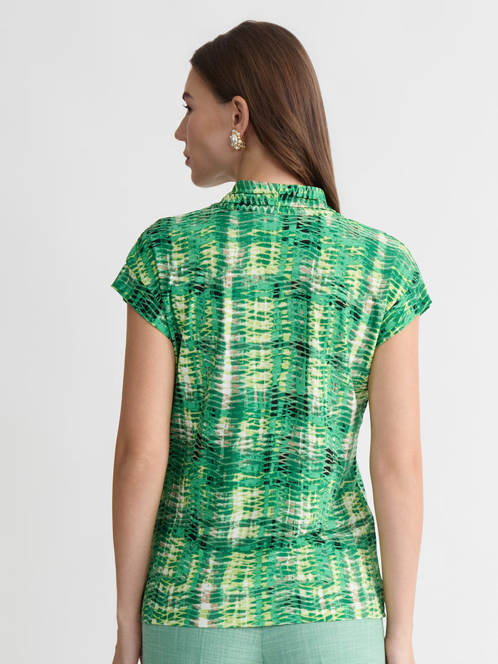 Plus Funnel Neck Top, Lush Green Multi | Kasper