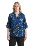 Plus Mixed-Media Flutter Sleeve Top, Blue Night Multi | Kasper
