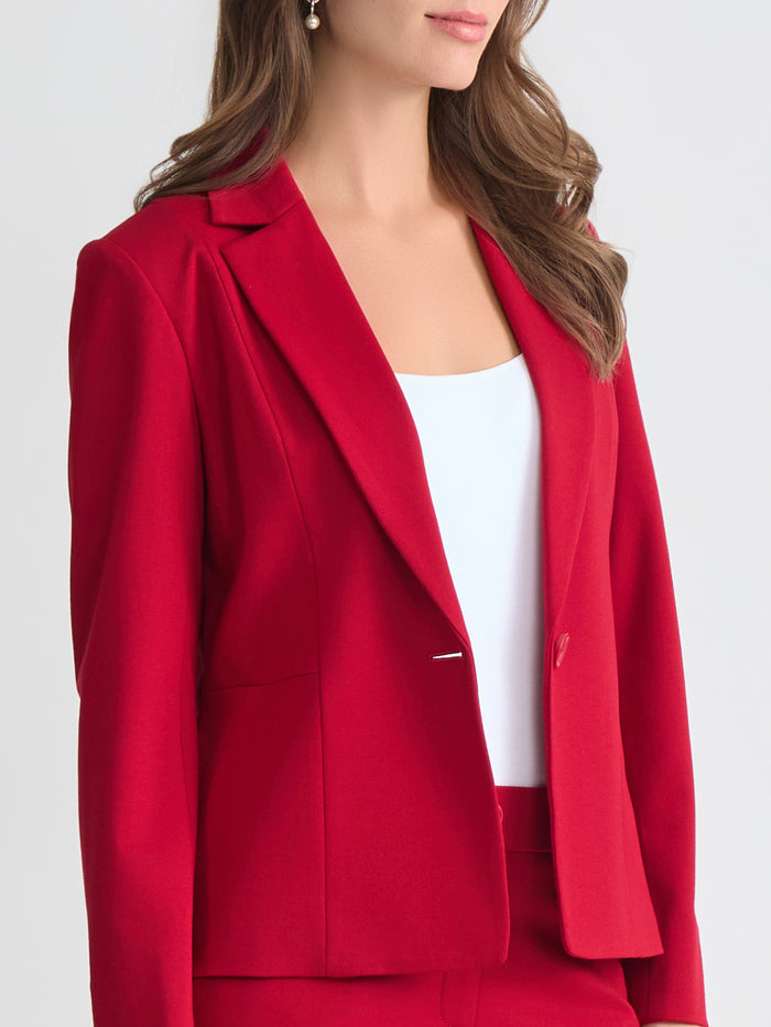 Plus One Button Blazer, Compression Suiting, Fire Red | Kasper
