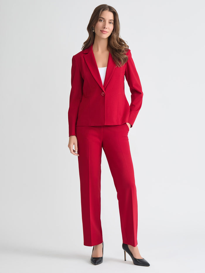 Plus One Button Blazer, Compression Suiting, Fire Red | Kasper