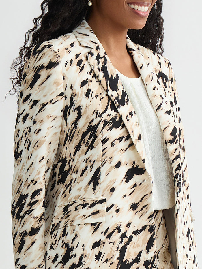 Plus One Button Blazer, Scuba, Toasted Wheat Multi | Kasper