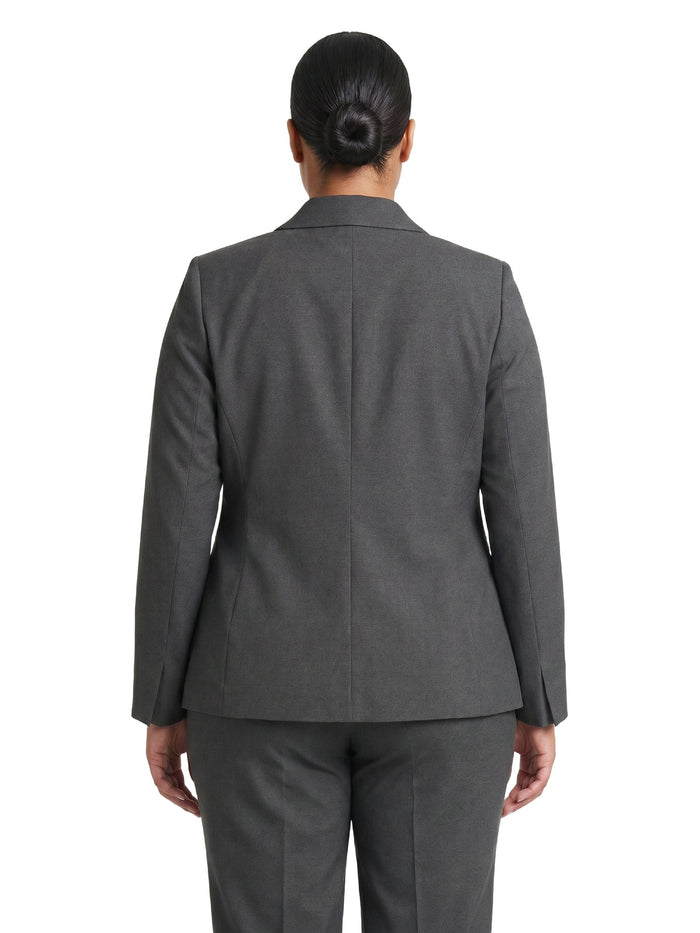 Plus One Button Jacket, Washable Bi-Stretch, Modern Charcoal | Kasper