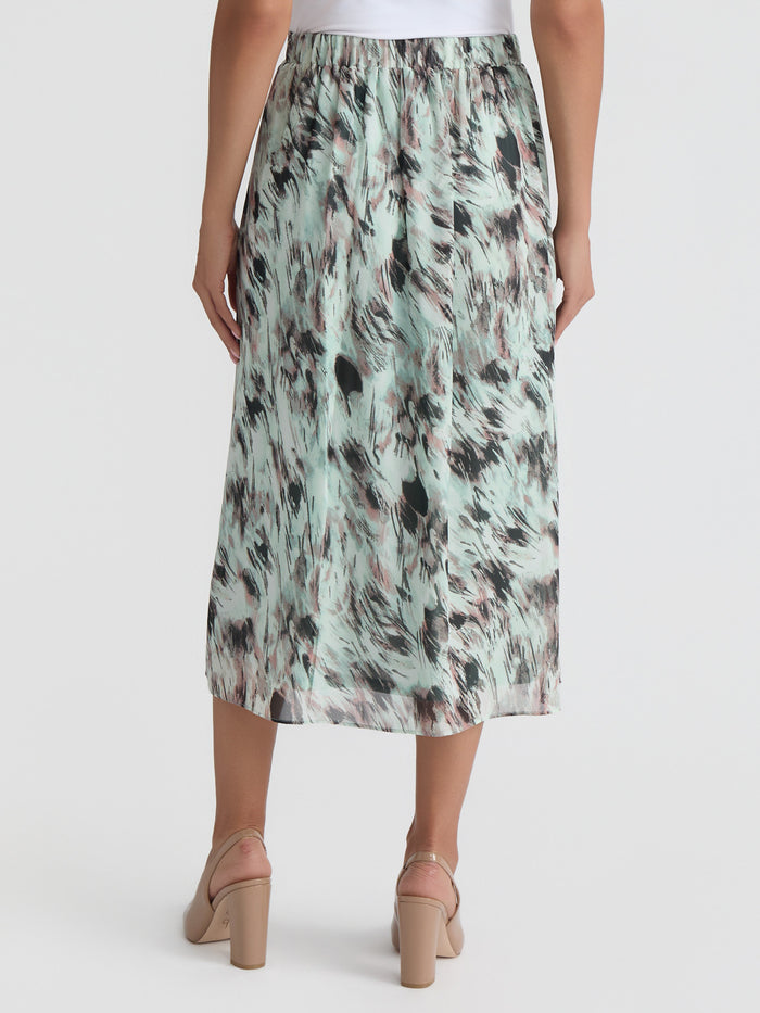 Plus Pull On Pleated Skirt, Sea Glass Multi | Kasper
