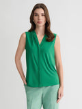 Plus Sleeveless Pleat Neck Top, Everyday Knit, Lush Green | Kasper