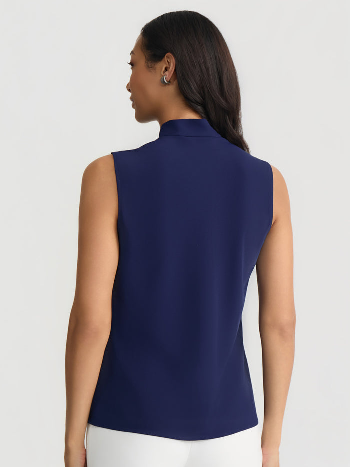 Plus Tie Neck Sleeveless Blouse, Kasper Navy | Kasper