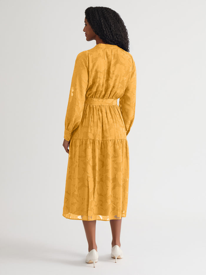 Tiered Burnout Maxi Dress, Gold Signature, Gold Signature | Kasper