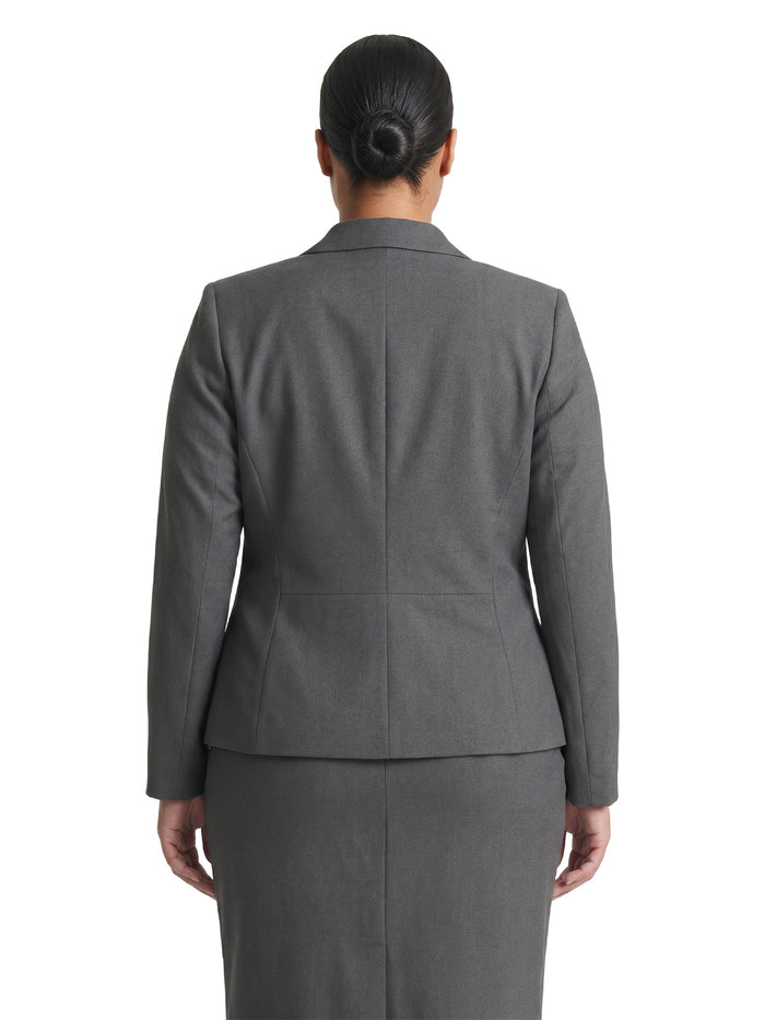 Plus Two Button Jacket, Washable Bi-Stretch, Modern Charcoal | Kasper
