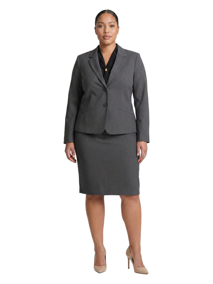 Plus Two Button Jacket, Washable Bi-Stretch, Modern Charcoal | Kasper