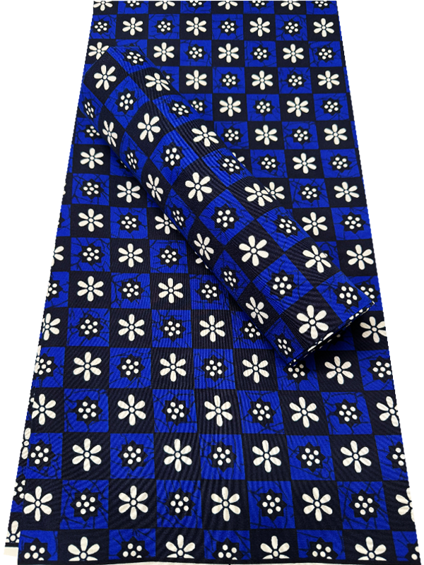 royal blue, white and Black polyester fabric