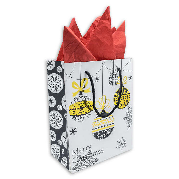 Premium Christmas Ornament Holiday Gift Bags (12-Pack)