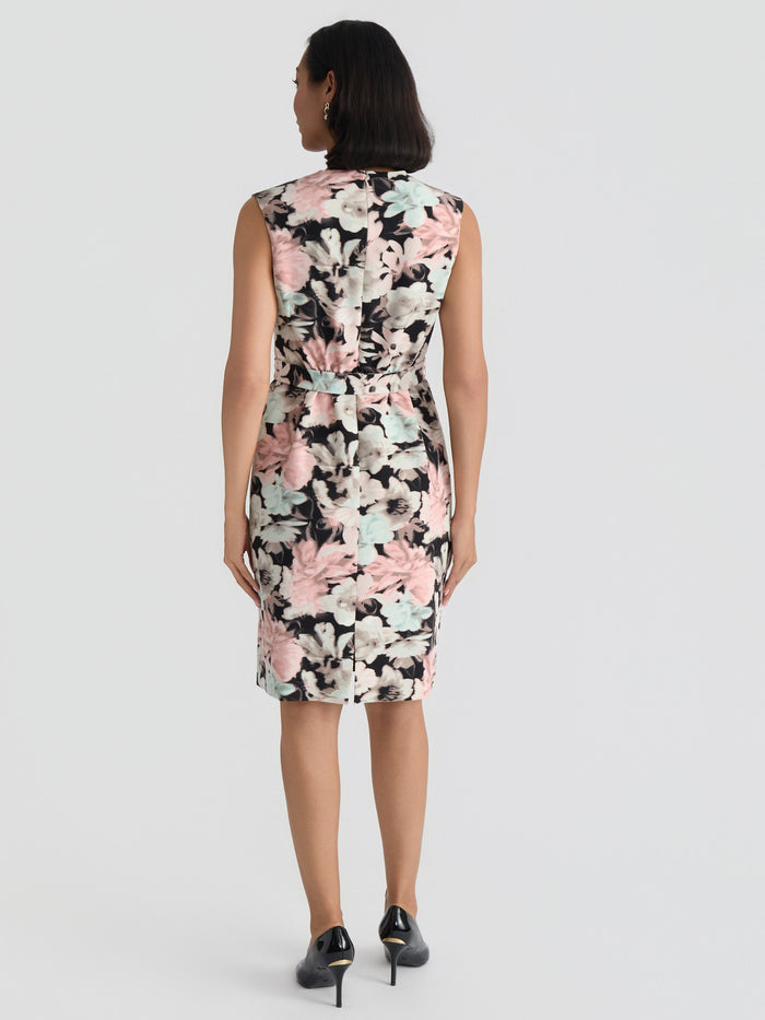 Printed Scuba Sheath Dress, Black/Tearose Floral Multi | Kasper