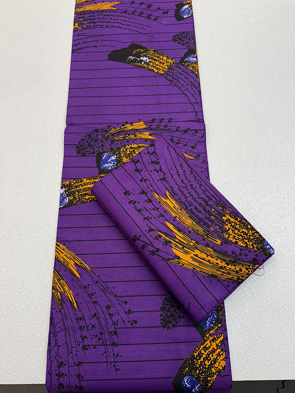 Purple and Yellow Hollandais Wax Print Fabric
