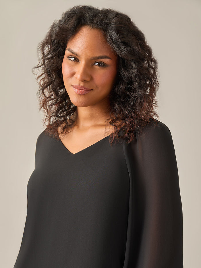 Raglan Sleeve Blouse, Black, Black | Kasper