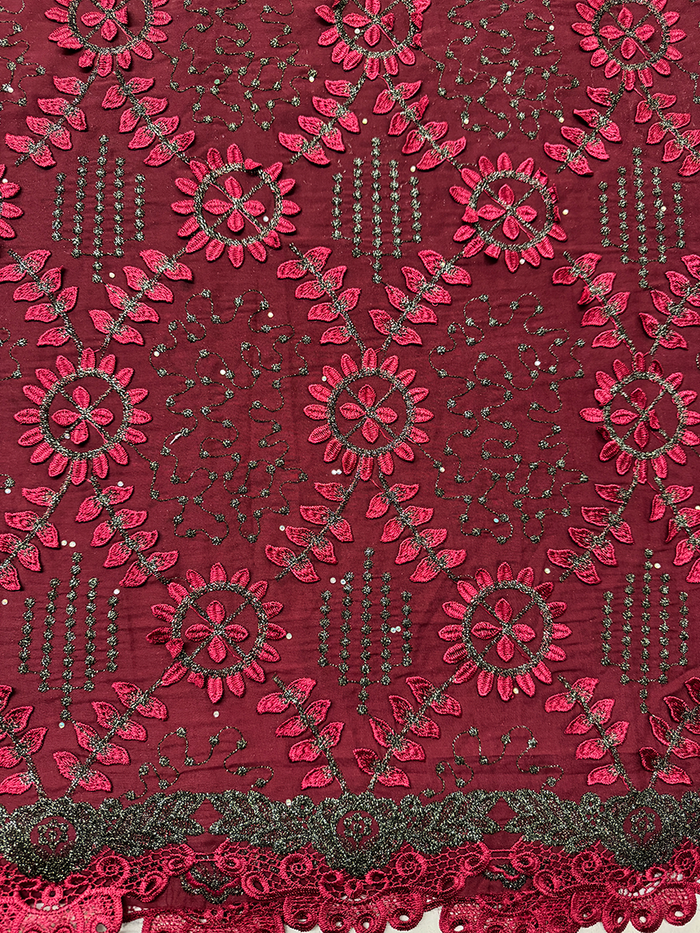 Red African lace fabric