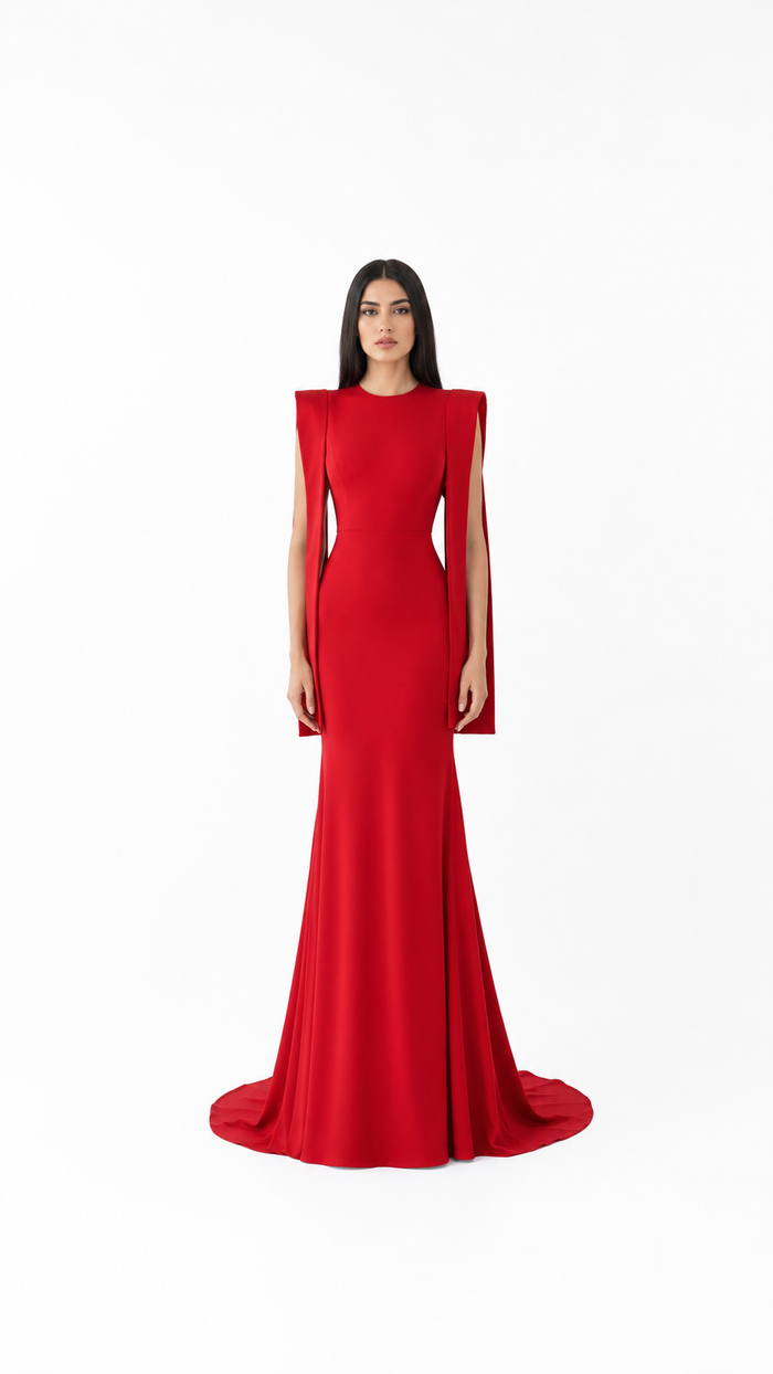 Red Draped-Shoulder Mermaid Dress – Zara