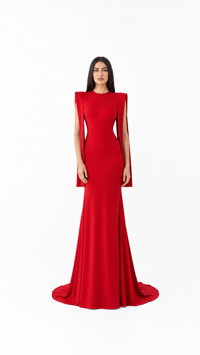 Red Draped-Shoulder Mermaid Dress – Zara