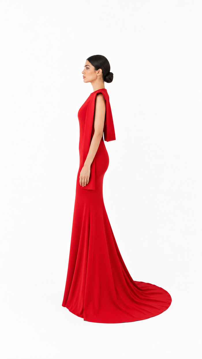 Red Draped-Shoulder Mermaid Dress – Zara