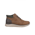 Men's brown lace-up casual boots with zip, padded collar, and chunky ridged sole