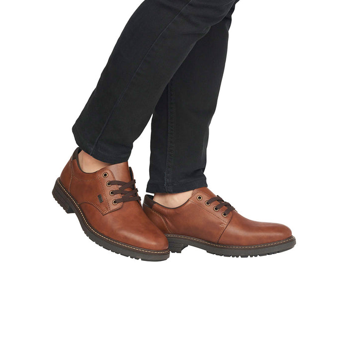 Brown leather lace-up shoes with dark rubber sole
