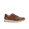 Men's brown sneakers with lace-up front and side zipper, cushioned padded sole