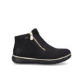 Black ankle boots with side zip and chunky tread sole