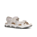 Women’s strappy sandals in light beige, textured straps, chunky rubber sole