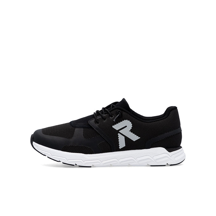 Rieker lace-up sneakers, black mesh with white sole and front laces