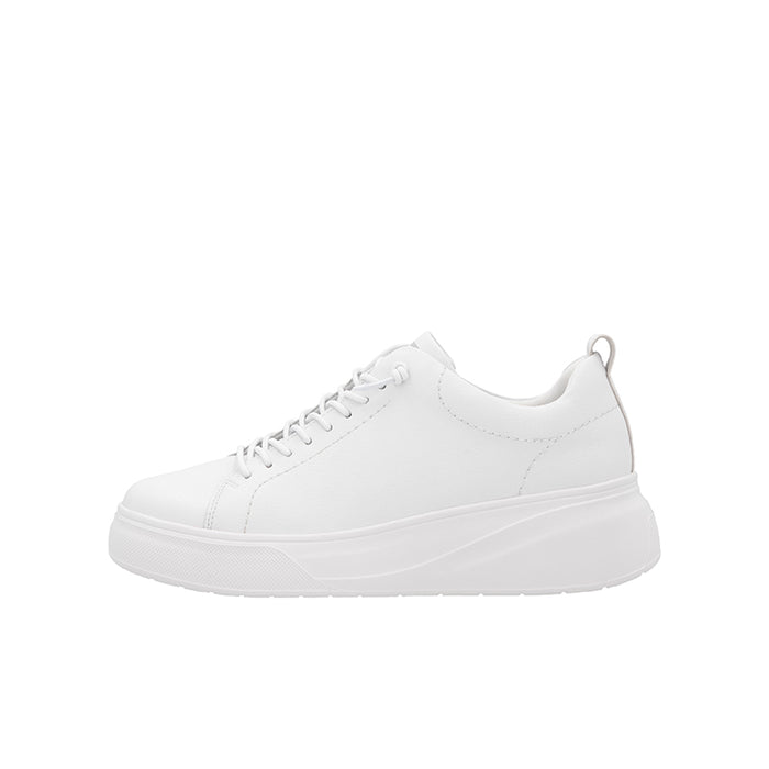 White low-top lace-up sneaker with platform-style cushioned sole