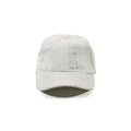 Distressed light wash denim baseball cap with heavy ripped texture and streetwear vibe on white background.