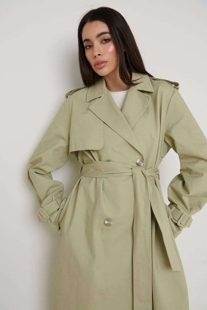 River Oversized Trench - Olive