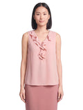 Petite Ruffle Collar Sleeveless Blouse, Light Rose | Kasper