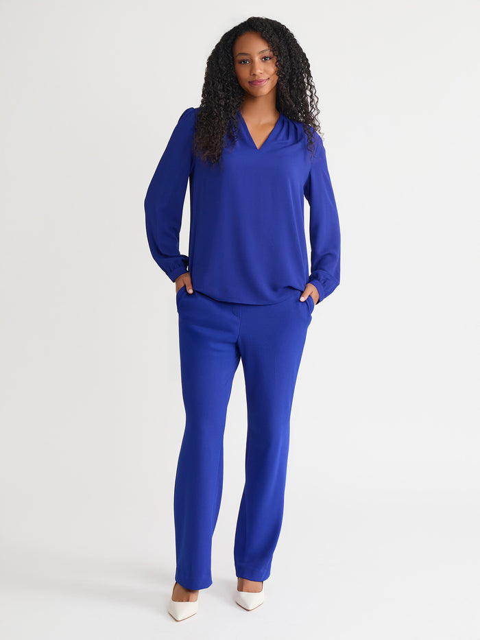 Ruffle Sleeve V-Neck Blouse, Royal Signature, Royal Signature | Kasper