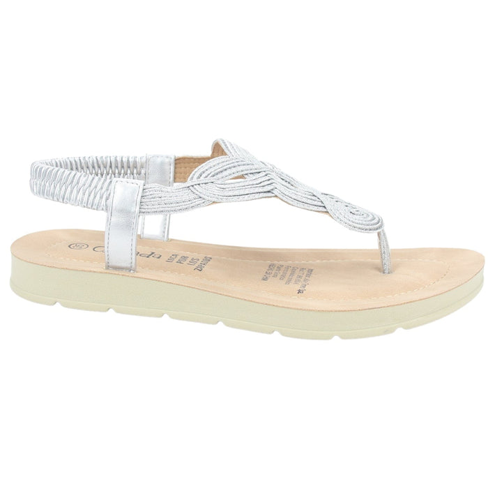 Sandalia Chalada Mujer Quina-1 Plateado Plano Sandalias Chalada
